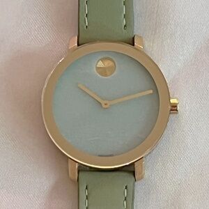 Movado Yellow Gold-Toned and Green Leather Women’s Watch